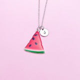 Red Watermelon Necklace in Silver or Gold Option, Foodie Gift, N2099D