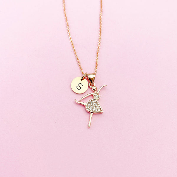 Rose Gold Ballet Dance Girl Charm Necklace, Daughter Necklace, Gift for Daughter Granddaughter Niece Girl Jewelry, Personalized Gift, N1905