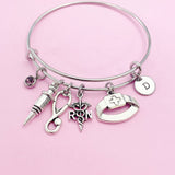 RN Charm Bracelet, Stethoscope, Syringe, Initial Bangle