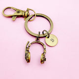 Headphone Charm Keychain Silver or Bronze Option, Headset Charm, DJ Headphone, AN985