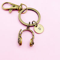 Headphone Charm Keychain Silver or Bronze Option, Headset Charm, DJ Headphone, AN985