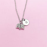 Silver Open Book Charm Necklace, AN916