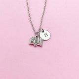 Silver Open Book Charm Necklace, AN916