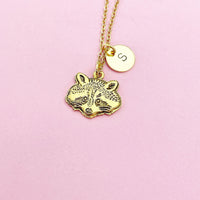 Raccoon Necklace, Gold Raccoon Charm Necklace, N469