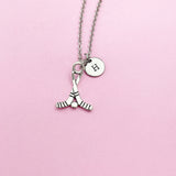 Silver Hockey Stick Charm Necklace, N156