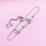 Silver Ballet Bracelet, Dance Girl Bracelet, Ballet Gift, Dance School, Ballet School Gift, N4208