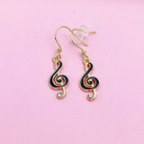 Gold Treble Clef Music Note Charm Earrings, N1068A