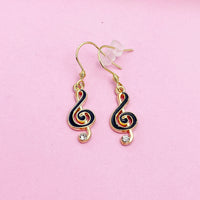 Gold Treble Clef Music Note Charm Earrings, N1068A