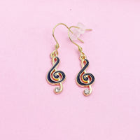 Gold Treble Clef Music Note Charm Earrings, N1068A