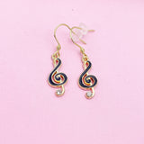 Gold Treble Clef Music Note Charm Earrings, N1068A