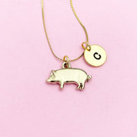 Gold Pig Charm Necklace, AN1121