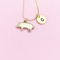 Gold Pig Charm Necklace, AN1121