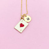 Gold Ace of Hearts Charm Necklace, Initial Charm, Poker Jewelry