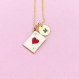 Gold Ace of Hearts Charm Necklace, Initial Charm, Poker Jewelry, N3214C
