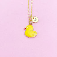 Duck Necklace, Cute Yellow Duckling Bird Necklace Gifts, Best Graduation Gift, Birthday Gifts, Personalized Initial Gift, N4353