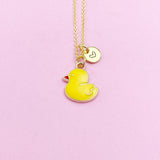 Duck Necklace, Cute Yellow Duckling Bird Necklace Gifts, Best Graduation Gift, Birthday Gifts, Personalized Initial Gift, N4353