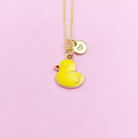 Duck Necklace, Cute Yellow Duckling Bird Necklace Gifts, Best Graduation Gift, Birthday Gifts, Personalized Initial Gift, N4353