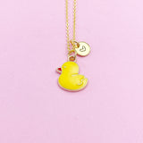 Duck Necklace, Cute Yellow Duckling Bird Necklace Gifts, Best Graduation Gift, Birthday Gifts, Personalized Initial Gift, N4353