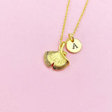 Gold Ginkgo Leaf Charm Necklace, AN61