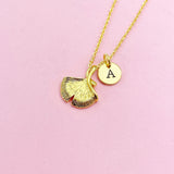 Gold Ginkgo Leaf Charm Necklace, AN61