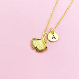 Gold Ginkgo Leaf Charm Necklace, AN61