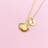 Gold Ginkgo Leaf Charm Necklace, AN61