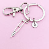 Orthopedic Medical Crutches Charm Keychain in Silver, N1979