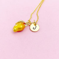 Mangoes Necklace, Gold Mangoes Tropical Fruit Necklace, Birthday Gift, N5164