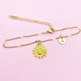 Gold Sunflower Charm Bracelet Wedding Bridesmaid Mother's Day Gifts Ideas Personalized Customized Made to Order, N3126