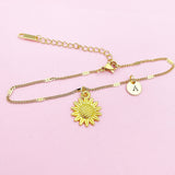 Gold Sunflower Charm Bracelet,
