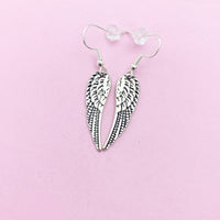 Angel Wing Earrings, Angel Wing Charm Dangle Earrings, Silver Wing Earrings, Wing Charm, Angel Wing Jewelry, Silver Earrings, N1465