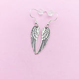 Angel Wing Earrings, Angel Wing Charm Dangle Earrings, Silver Wing Earrings, Wing Charm, Angel Wing Jewelry, Silver Earrings, N1465