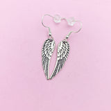 Silver Angel Wing Dangle Earrings, Stainless Steel Hooks