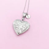 Silver Heart Tree Locket Pendant Necklace, N5599
