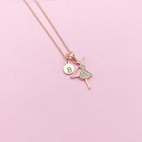 Rose Gold Ballet Dance Girl Charm Necklace, Daughter Necklace, Gift for Daughter Granddaughter Niece Girl Jewelry, Personalized Gift, N1905