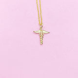Gold Caduceus Necklace, N3063