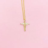 Gold Caduceus Necklace, N3063