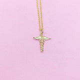 Gold Caduceus Necklace, N3063