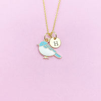 Gold Blue Bird Sparrow Necklace, Bluebird Bird Watcher Gifts Ideas, AN3296