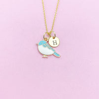 Gold Blue Bird Sparrow Necklace, Bluebird Bird Watcher Gifts Ideas, AN3296