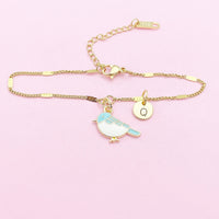 Gold Blue Bird Bracelet, Blue Sparrow Bird Watcher Gifts Ideas, N3296B