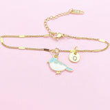 Gold Blue Bird Bracelet, Blue Sparrow Bird Watcher Gifts Ideas, N3296B
