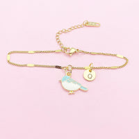 Gold Blue Bird Bracelet, Blue Sparrow Bird Watcher Gifts Ideas, N3296B