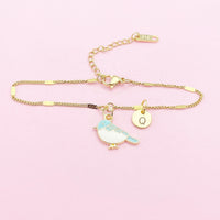 Gold Blue Bird Bracelet, Blue Sparrow Bird Watcher Gifts Ideas, N3296B