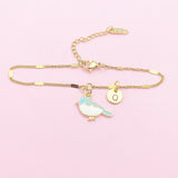 Gold Blue Bird Bracelet, Blue Sparrow Bird Watcher Gifts Ideas, N3296B