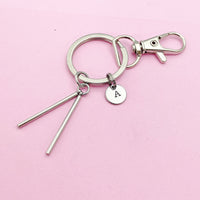 Silver Percussion Mallets Charm Keychain, Drum Player, Stick, Matching Band Gifts, N5603