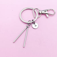Silver Percussion Mallets Charm Keychain, Drum Player, Stick, Matching Band Gifts, N5603