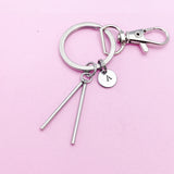 Silver Percussion Mallets Charm Keychain, Drum Player, Stick, Matching Band Gifts, N5603