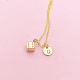 Gold Dice Necklace, Bunco Club Gift, Dainty Necklace, AN124