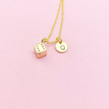 Gold Dice Necklace, Bunco Club Gift, Dainty Necklace, AN124